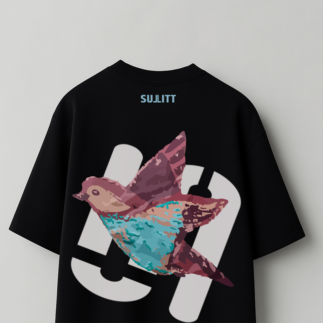 FEATHERED FRIEND BLACK OVERSIZED T - SHIRT - SULLITT