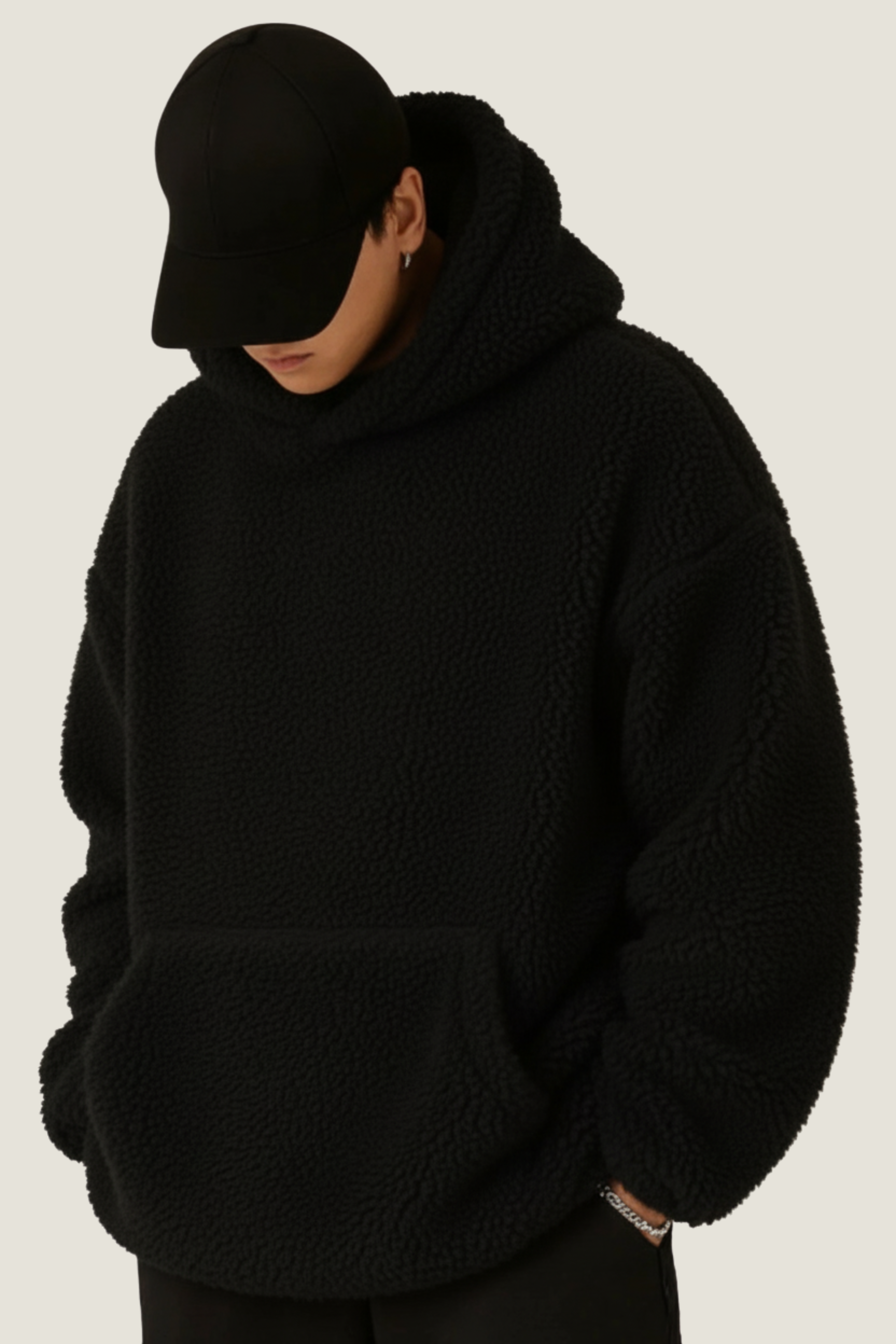 Sherpa Black Furr oversized hoodie