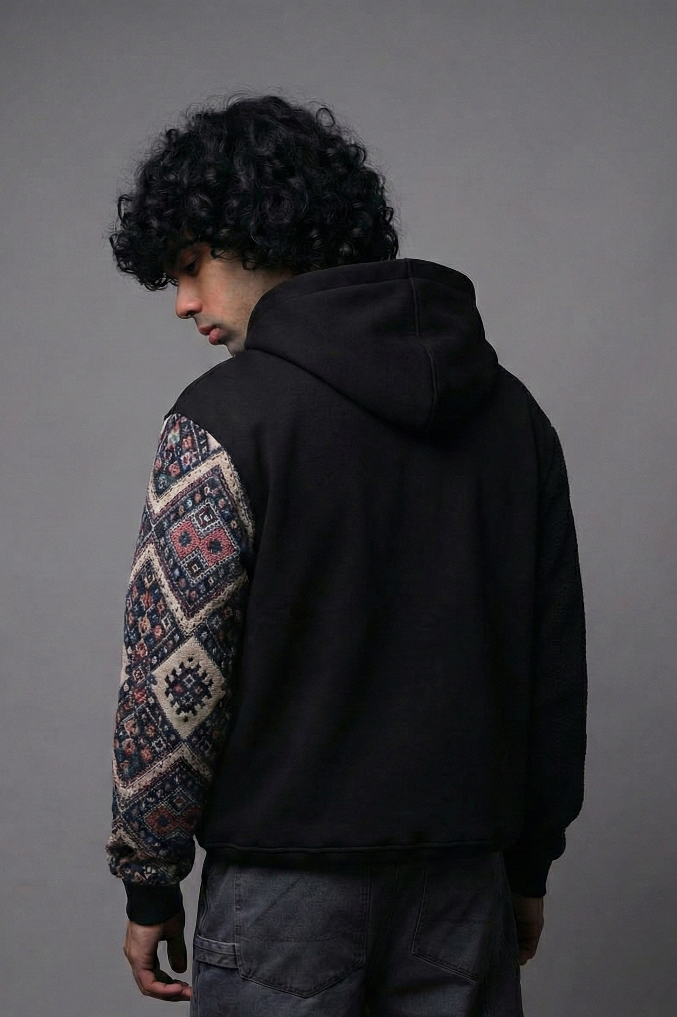 One Sleeve Jacquard Hoodie