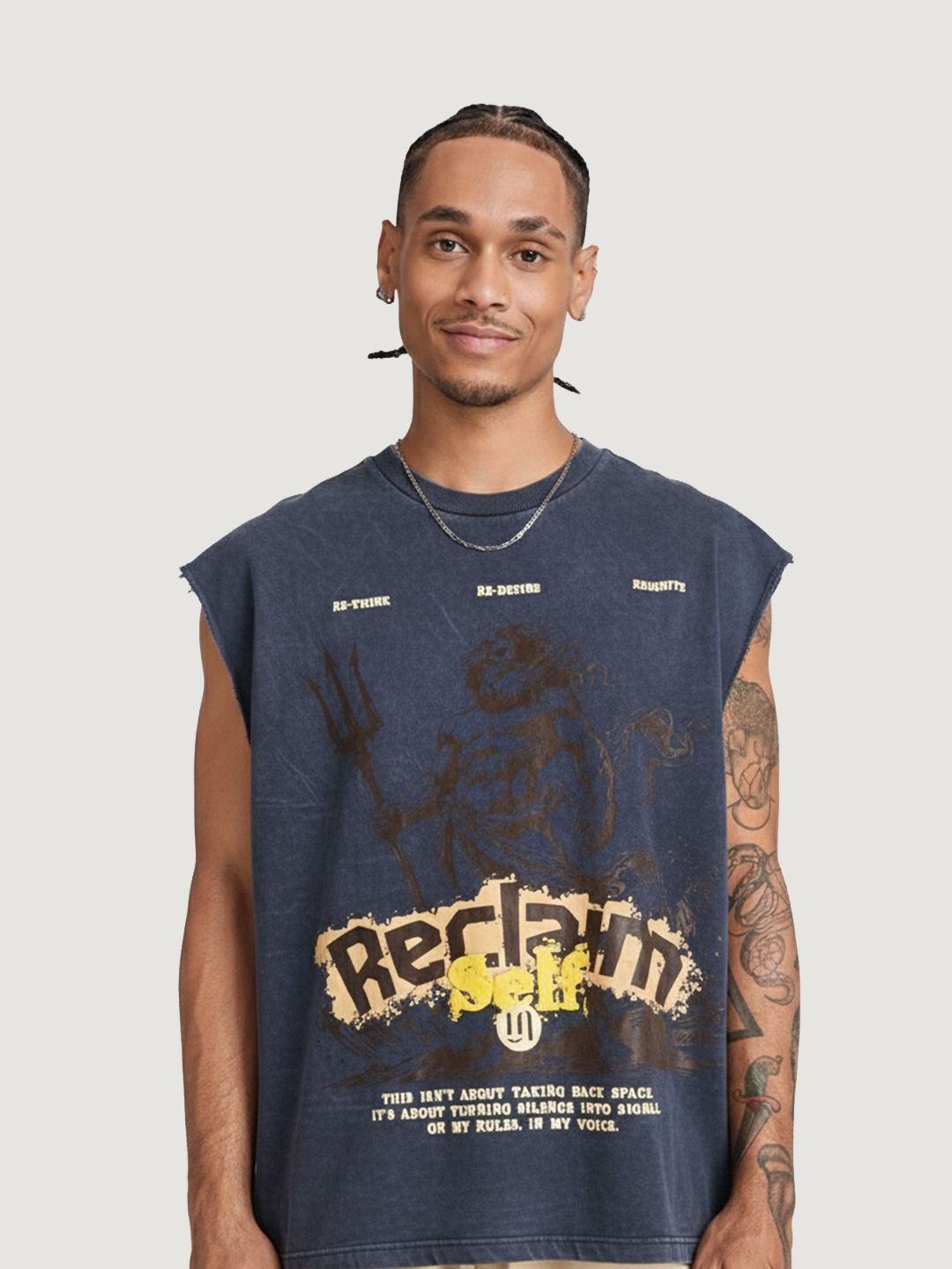 Reclaim Acid Wash Blue Tank Top