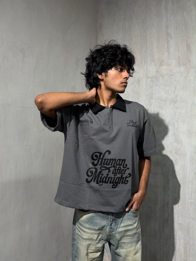 Humans After MidNight Grey Polo Tee