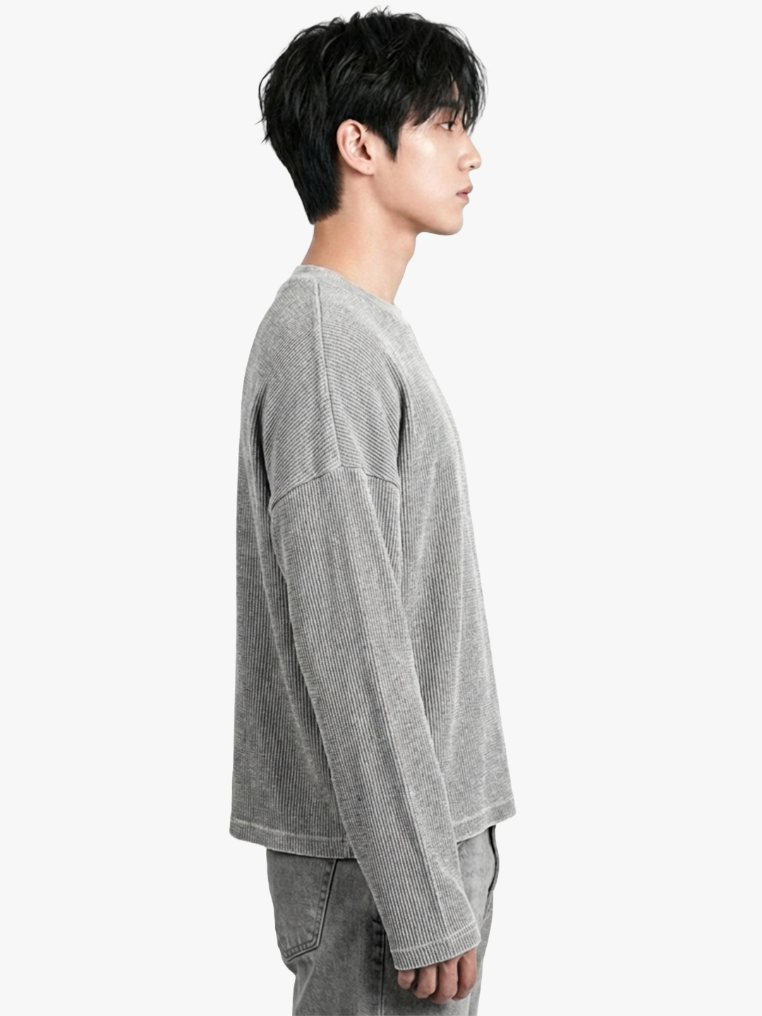 Grey Washed Crop Waffle Tshirt – Sullitt