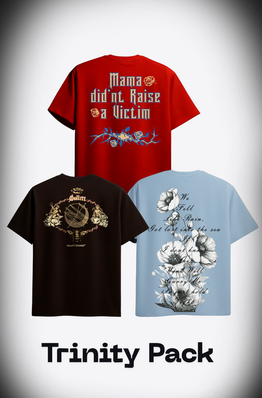 SET OF 3 Orng MAMA, Dark Brown Angel Tee,  Blue Blossom Rain Flower Tee