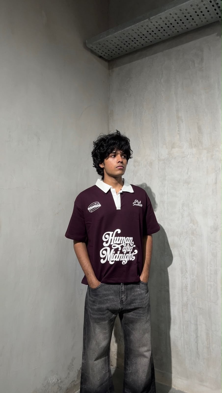 Humans After MidNight Wine Polo Tee