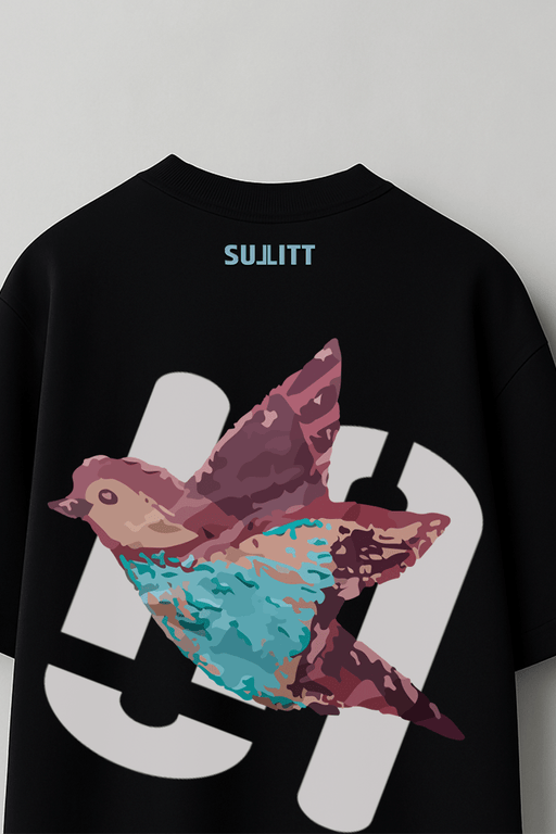 FEATHERED FRIEND BLACK OVERSIZED T - SHIRT - SULLITT