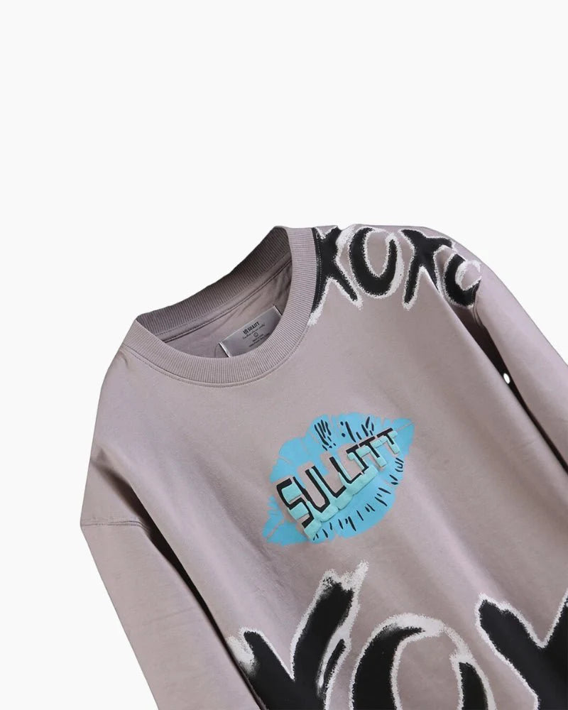 HUGS AND KISSES ASH OVERSIZED T-SHIRT