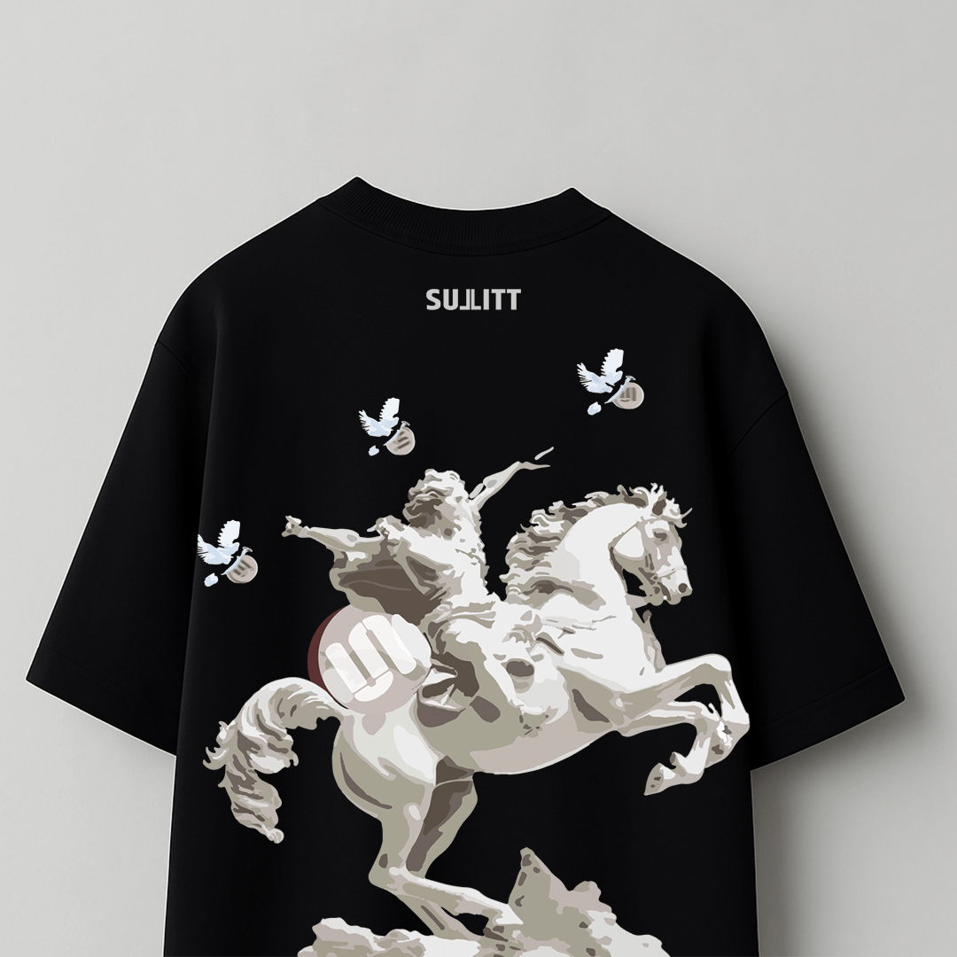 MIGHTY HORSE BLACK OVERSIZED T - SHIRT - SULLITT
