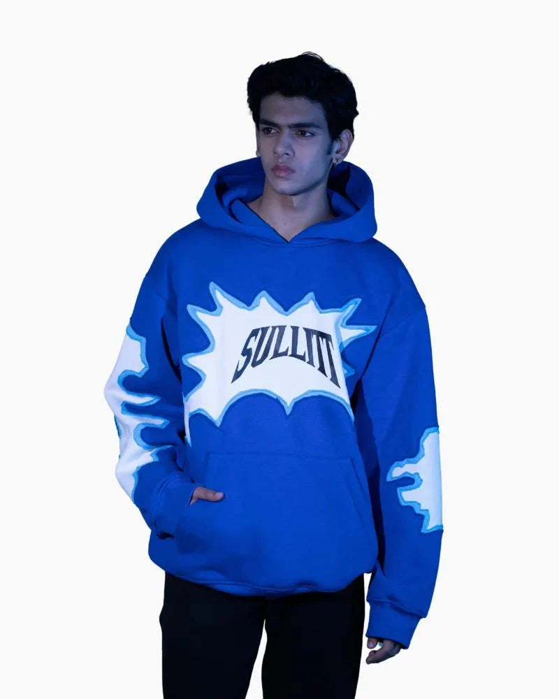 TORN STICHED BLUE HOODIE