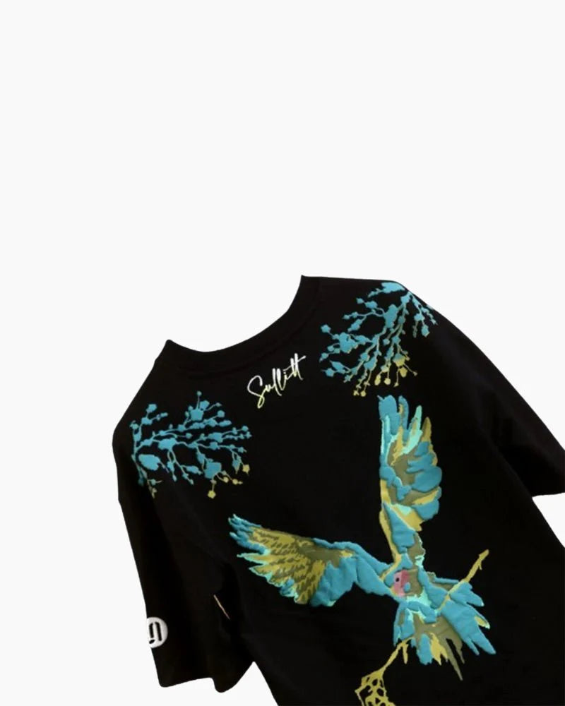 VIVIDLY PARROTBLACK OVERSIZED T-SHIRT