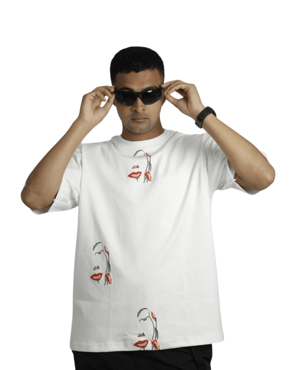 White Flower Face Tshirt